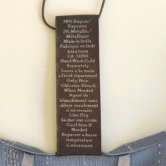 Vince Camuto Metallic Striped Blue Gray Kimono Top Wrap Open Front One Size - Picture 13 of 13